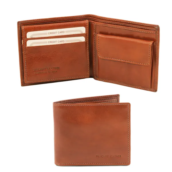 Exclusive 3 fold leather wallet for men with coin pocket