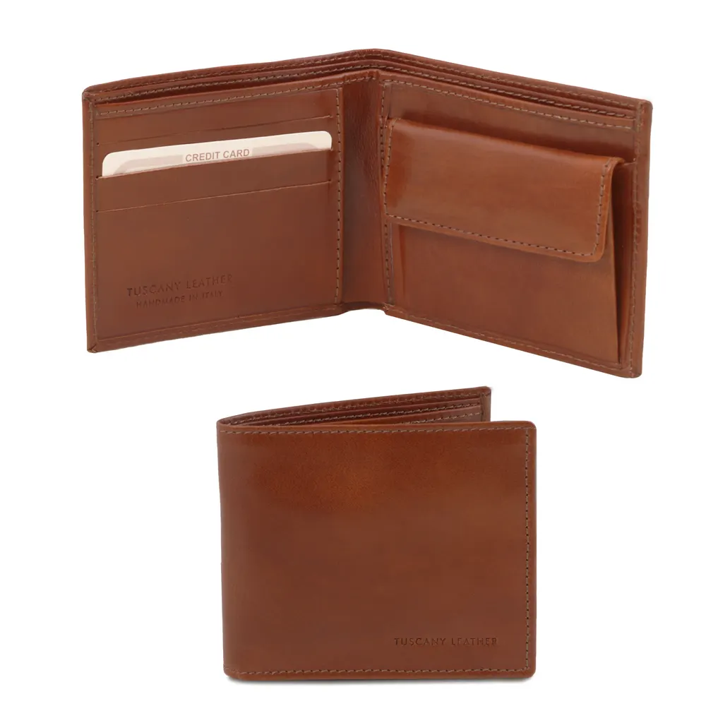 Exclusive 2 fold leather wallet for men with coin pocket