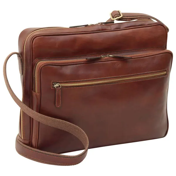 Large leather bag with zip closures