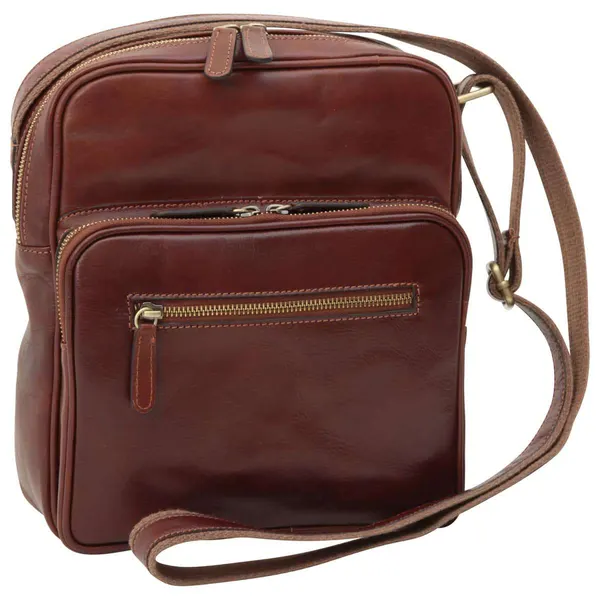Small leather bag with zip closures
