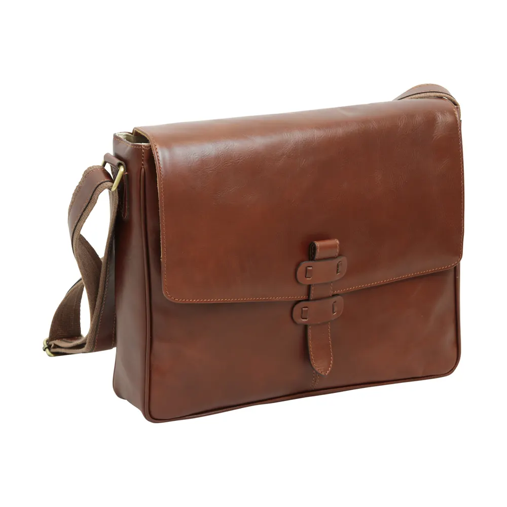 Cowhide Leather Messenger - Brown 