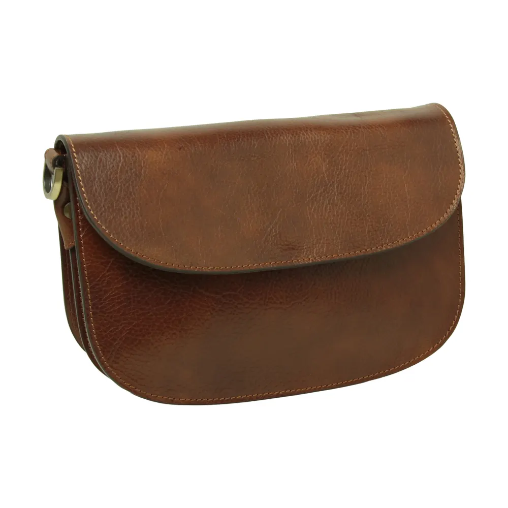 Two-sided shoulder bag in full-grain calfskin –Brown
