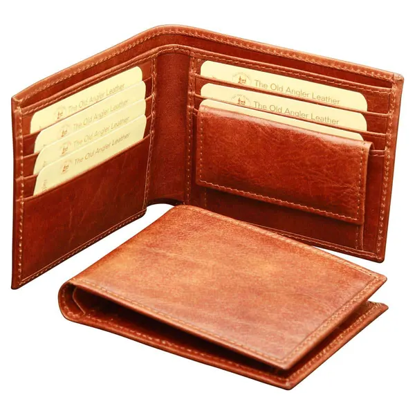 Leather wallet with coin pocket - Brown with RFID