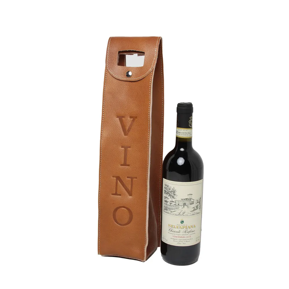 Leather wine holder - colonial